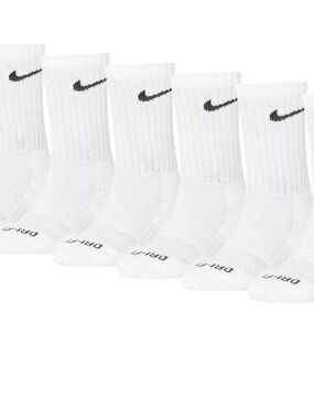 Nike White Crew Athletic Socks with Black Swoosh - 3 Pair